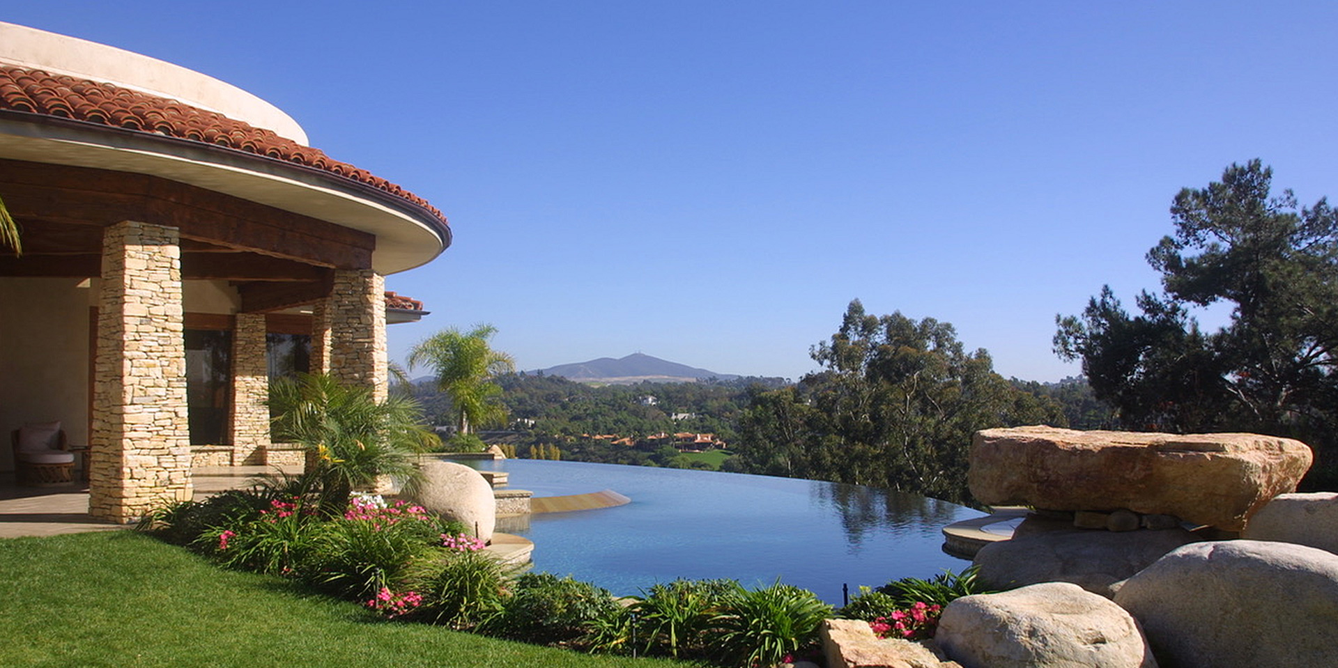 Hilltop property in the Rancho Santa Fe area looking across the valley toward the mountains